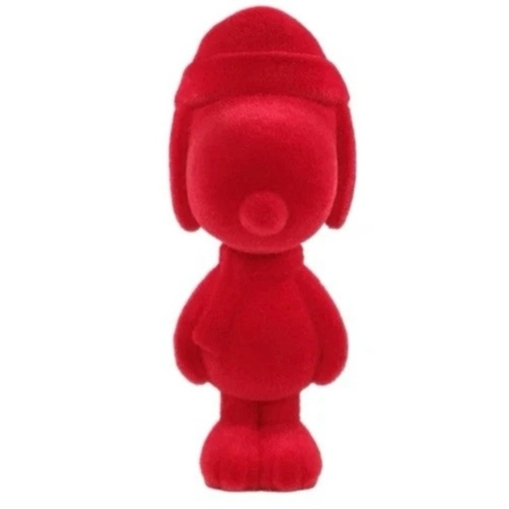 NWT. PEANUTS Snoopy With Santa Hat Red Flocked Figure